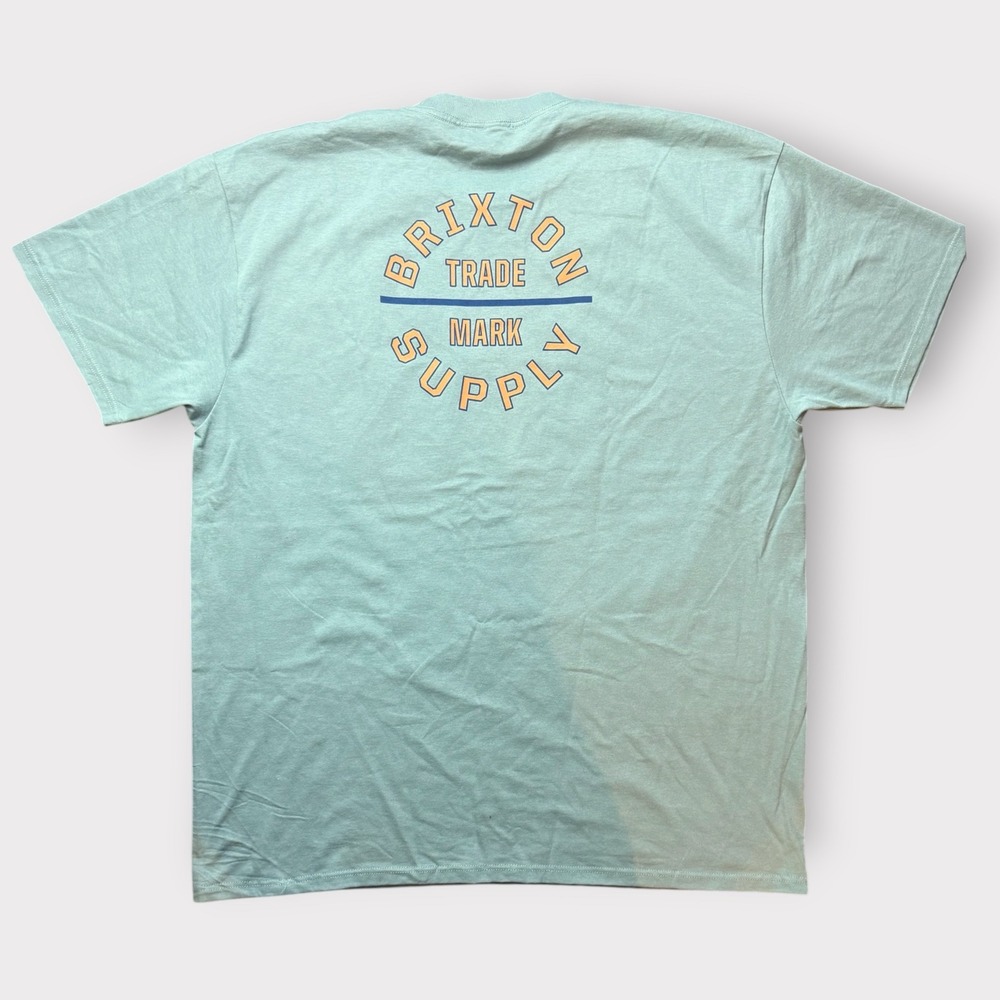 Brixton Mens XXL Trade Mark Supply Graphic T-Shirt Teal Green Cotton Standard Ft